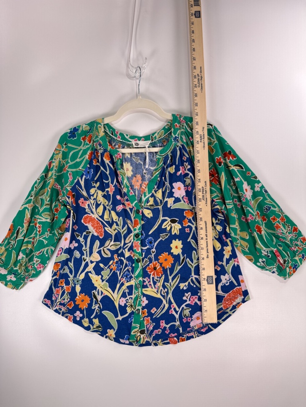 Loved By Anthro Boho Floral Mixed Print Raglan Blouse XS - Picture 7 of 9